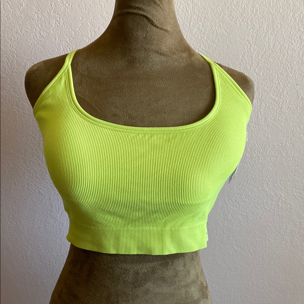 PUMA Neon Yellow Ribbed Crop Top